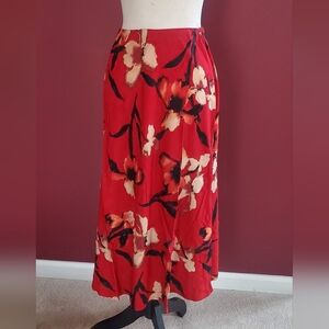 Band Of Gypsies- Heartbeat Red Floral Midi Skirt NWT